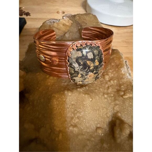 Bracelet, Ocean Jasper and Copper Cuff, Copper Bracelet, NEW, Artisan, Hand Made - Picture 1 of 8
